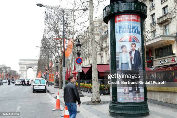 Atmosphere of Champs Elysees - 'Mariage A l'Anglaise' Premiere, held at Cinema UGC Normandie on April 8, 2013 in Paris, France.