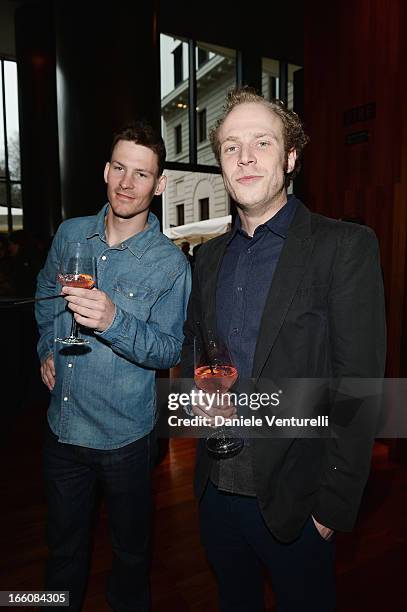 Maarten De Ceulaer and guest attend at Bulgari Hotel on April 8, 2013 in Milan, Italy.