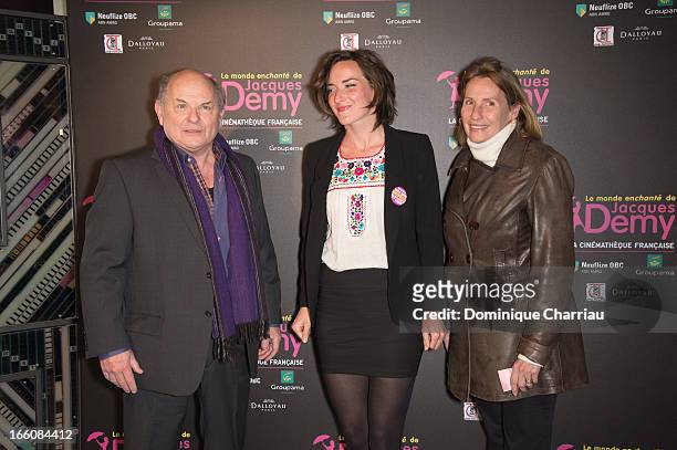Jean-Francois Stevenin, Salome Stevenin and Claire attend the 'Le Monde Enchante De Jacques Demy' Exhibition Opening at la cinematheque on April 8,...