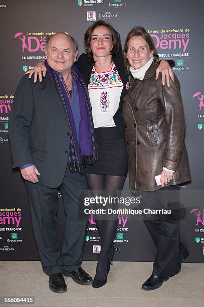 Jean-Francois Stevenin, Salome Stevenin and Claire attend the 'Le Monde Enchante De Jacques Demy' Exhibition Opening at la cinematheque on April 8,...