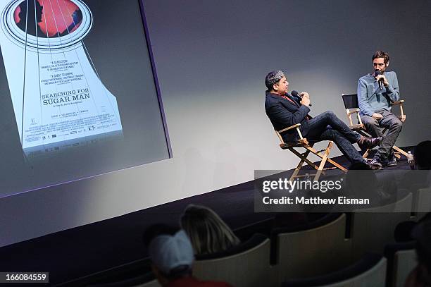 Eugene Hernandez of the Film Society of Lincoln Center and director Malik Bendjelloul of the Oscar-winning documentary "Searching for Sugar Man"...