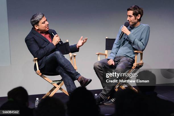 Eugene Hernandez of the Film Society of Lincoln Center and director Malik Bendjelloul of the Oscar-winning documentary "Searching for Sugar Man"...