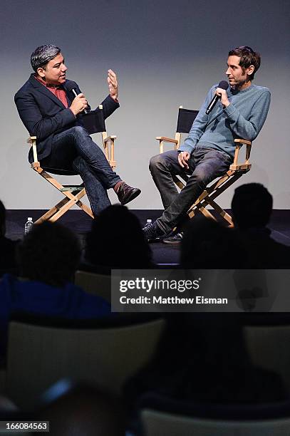 Eugene Hernandez of the Film Society of Lincoln Center and director Malik Bendjelloul of the Oscar-winning documentary "Searching for Sugar Man"...