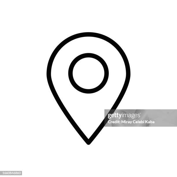 ilustraciones, imágenes clip art, dibujos animados e iconos de stock de icono de línea de anclaje de mapa - icono de pin de mapa