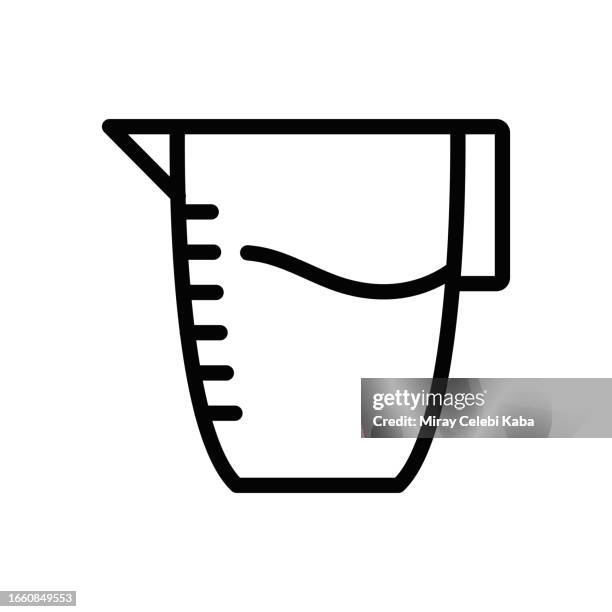 cooking measuring cup line icon - cooking timer stock illustrations