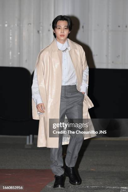 Jimin of BTS attends the photo call for "Lady Dior Celebration" event at DIOR Seongsu on September 01, 2023 in Seoul, South Korea.