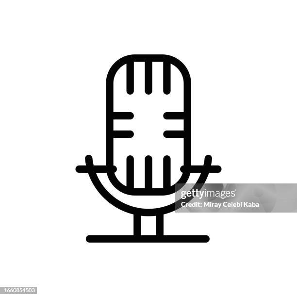 microphone line icon - microphone studio shot stock illustrations