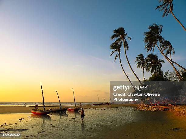 sunset in jericoacoara - jericoacoara beach stock pictures, royalty-free photos & images