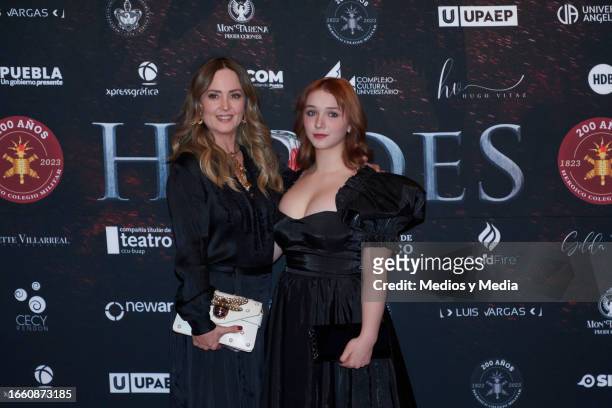 Andrea Legarreta and Nina Rubin pose for a photo during the Red Carpet of `Heroes´movie premiere at Castillo de Chapultepec on September 4, 2023 in...