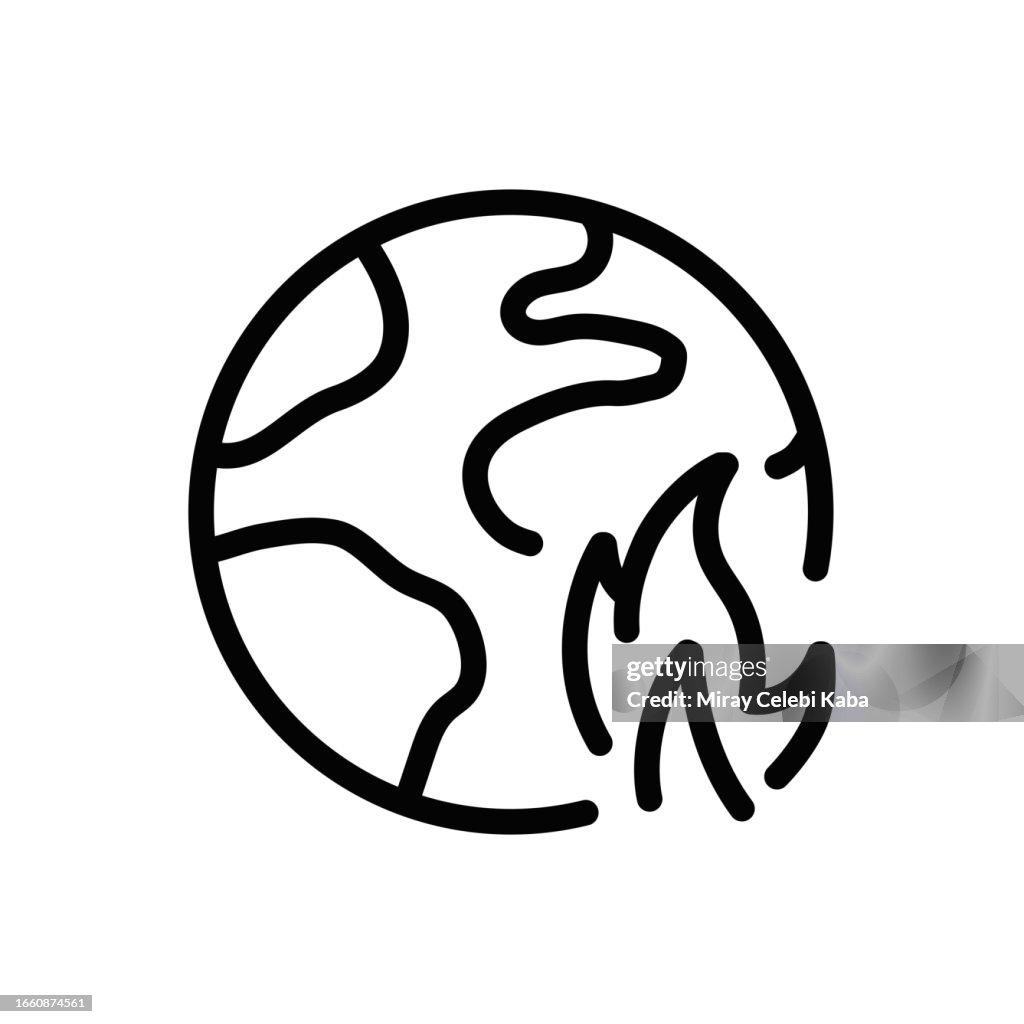 Icono de línea de calentamiento global