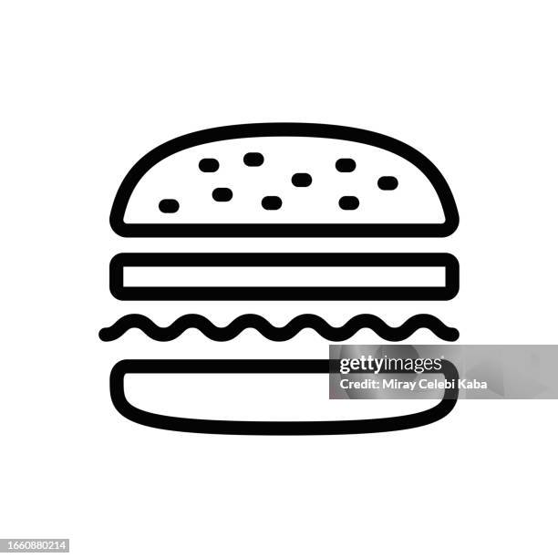 hamburger-linie-icon - burger stock-grafiken, -clipart, -cartoons und -symbole