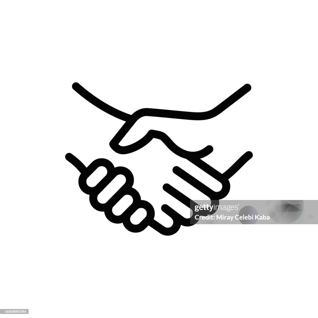 Agreement, Partnership and Handshake Line Icon