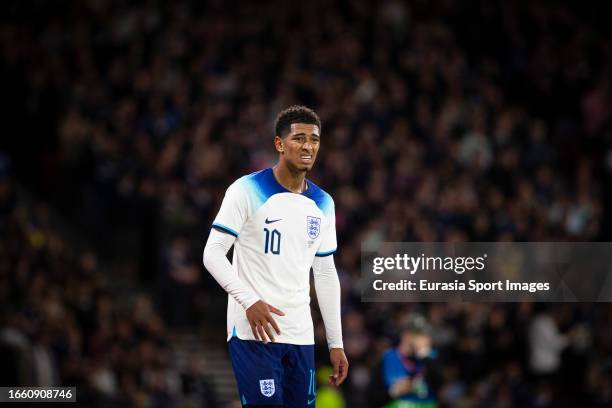 Jude Bellingham during 150th Anniversary Heritage Match between Scotland and England at Hampden Park on September 12, 2023 in Glasgow, Scotland.