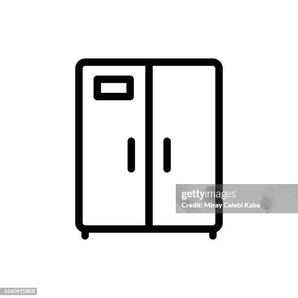 illustrations, cliparts, dessins animés et icônes de icône de la ligne réfrigérateur et appareils ménagers - réfrigérateur fermé