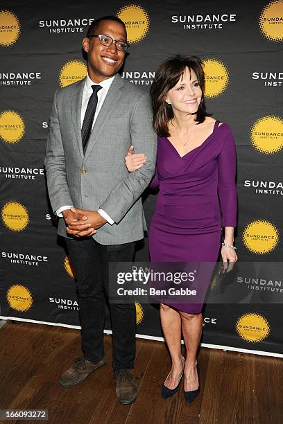 Branden Jacobs-Jenkins and Sally Field attend the 2013 Sundance Institute Theatre Program Benefit at Stephen Weiss Studio on April 8, 2013 in New...
