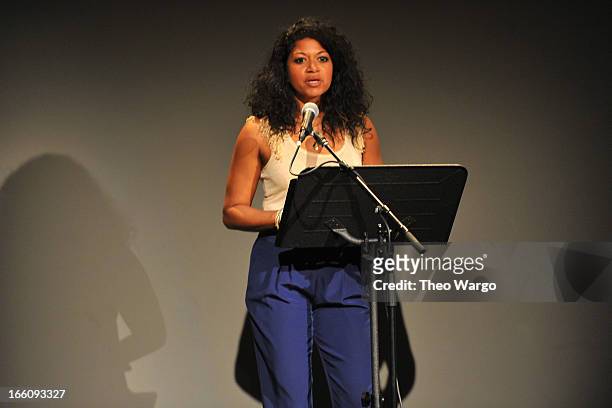 Singer Rebecca Naomi Jones performs onstage at the Celebrate Sundance Institute benefit for its Theatre Program, supported by CÎROC Vodka at the...