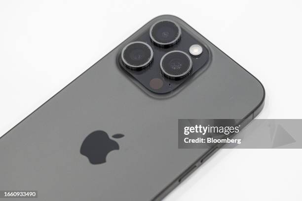 The Apple iPhone 15 Pro Max during an event at Apple Park campus in Cupertino, California, US, on Tuesday, Sept. 12, 2023. Apple Inc. Introduced its...