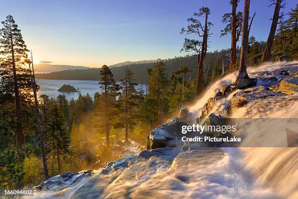 emerald bay sunrise, lake tahoe - lake tahoe waterfalls stock pictures, royalty-free photos & images