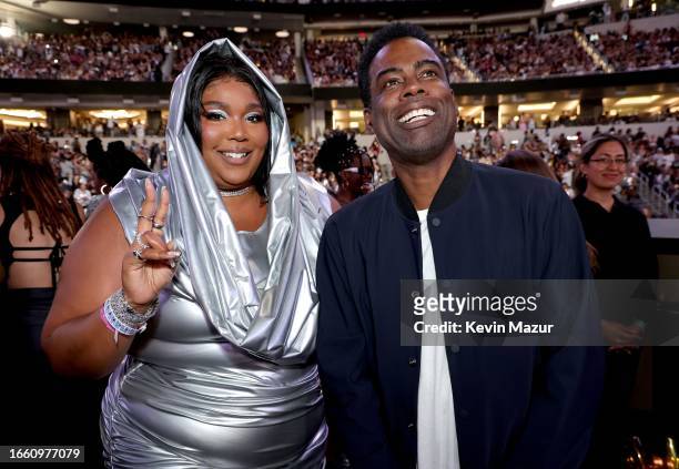 Lizzo and Chris Rock attend the "RENAISSANCE WORLD TOUR" at SoFi Stadium on September 04, 2023 in Inglewood, California.