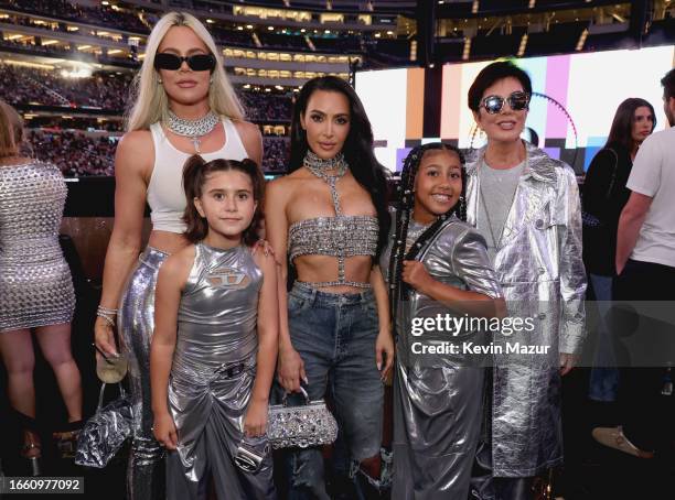 Khloé Kardashian, Penelope Disick, Kim Kardashian, North West and Kris Jenner attend the "RENAISSANCE WORLD TOUR" at SoFi Stadium on September 04,...