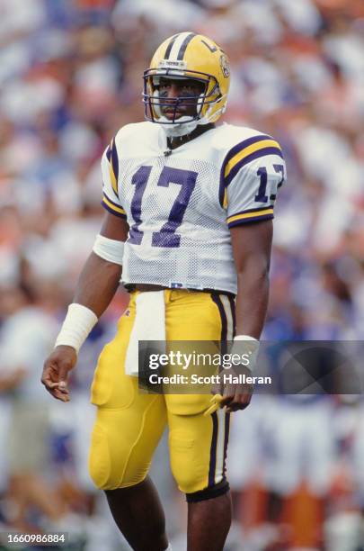 Melvin Hill, Quarterback for the Louisiana State University Fighting Tigers in motion running the football during the NCAA Southeastern Conference...
