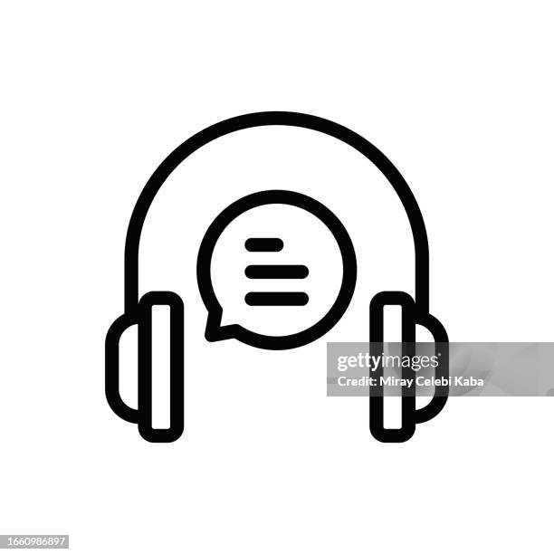 headphone line icon - headset icon stock illustrations