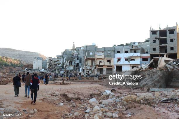 View of devastation in disaster zones after the floods caused by the Storm Daniel ravaged the region in Derna, Libya on September 12, 2023. The death...