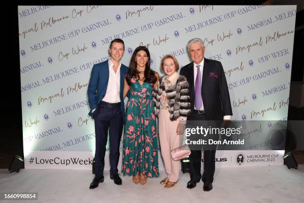 Tom Waterhouse , Hoda Waterhouse, Gai Waterhouse and Robbie Waterhouse attend the 2023 Melbourne Cup Carnival Showcase on September 05, 2023 in...