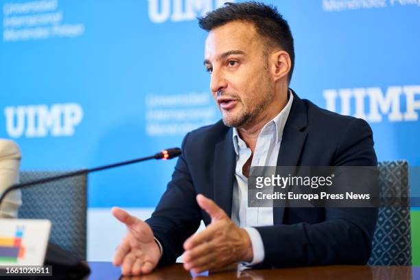 Film director Alejandro Amenabar during a press conference before receiving the Cinematography Award from the Menendez Pelayo International...