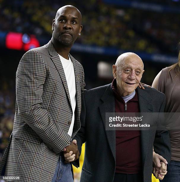 Class of 2013 Basketball Hall of Fame inductees Gary Payton and Jerry Tarkanian stand the court as the Naismith Memorial Basketball Hall of Fame 2013...