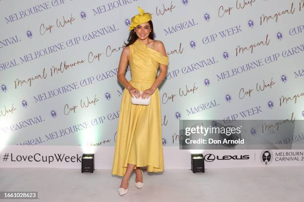 Francesca Hun attends the 2023 Melbourne Cup Carnival Showcase on September 05, 2023 in Sydney, Australia.