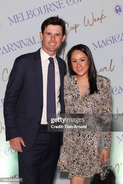 James Cummings and wife Monica Cummings attend the 2023 Melbourne Cup Carnival Showcase on September 05, 2023 in Sydney, Australia.