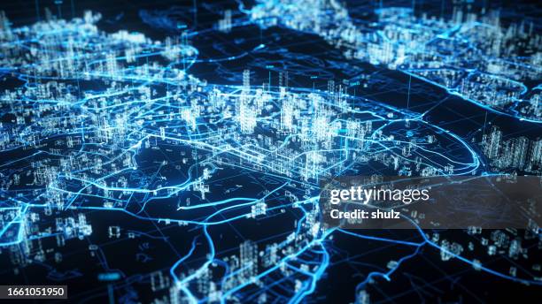 abstract smart city concept - big data city stock pictures, royalty-free photos & images