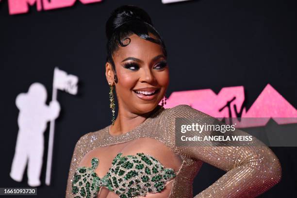 Singer Ashanti arrives for the MTV Video Music Awards at the Prudential Center in Newark, New Jersey, on September 12, 2023.