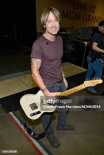 Musician Keith Urban attends Tim McGraw's Superstar Summer Night presented by the Academy of Country Music at the MGM Grand Garden Arena on April 8,...