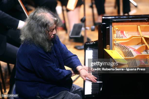 Argentinian musician and pianist Martha Argerich performs with the Peace Orchestra Project during Bologna Festival at Manzoni Theater on September...