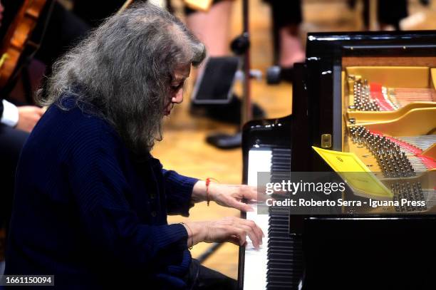 Argentinian musician and pianist Martha Argerich performs with the Peace Orchestra Project during Bologna Festival at Manzoni Theater on September...