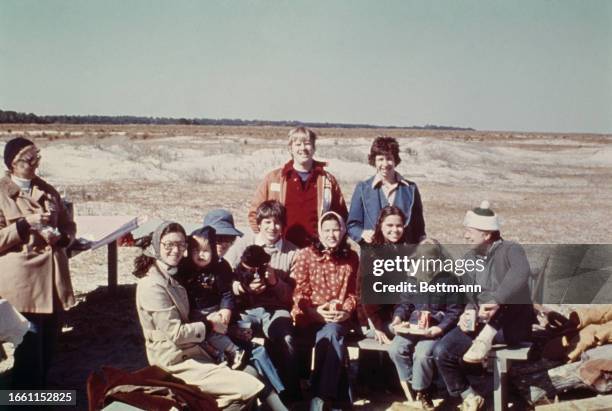 President-elect Jimmy Carter and family pose for a group photo during a vacation on St Simons Island in Georgia, November 1976. Daughter Amy Carter...