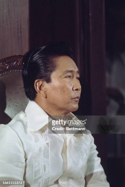 President Ferdinand E Marcos pictured during an interview at Malacanang Palace in Manila, Philippines, January 12th 1977.