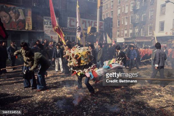 Chinese New Year celebrations in Chinatown, New York, February 18th 1977.