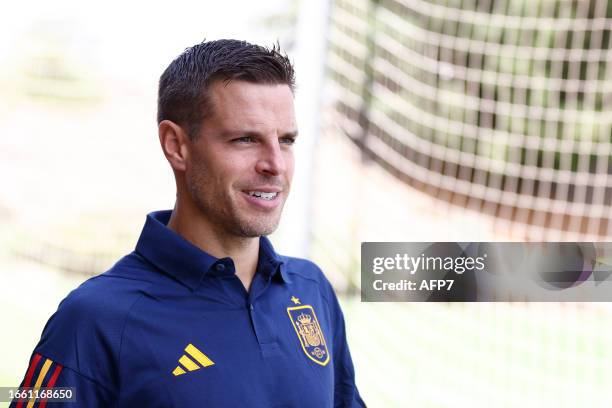 Cesar Azpilicueta looks on before his press conference during the Spain Team concentration at Ciudad del Futbol on September 05 in Las Rozas, Madrid,...