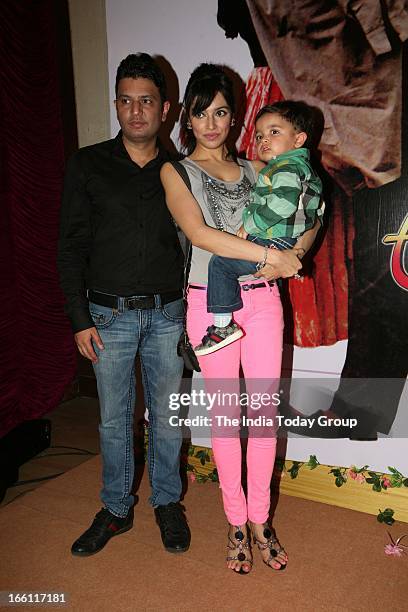 Bhushan Kumar with his wife Divya at the music launch of the film Aashiqui 2 in Mumbai on 8th April 2013.