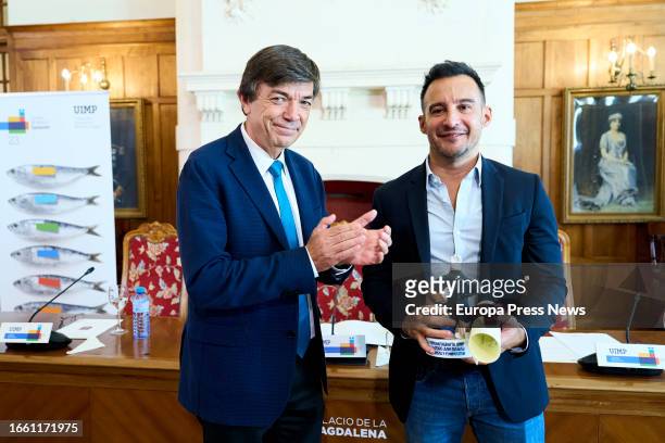 The Rector Magnificent of the UIMP, Carlos Andradas , presents the Cinematography Award of the Menendez Pelayo International University to film...