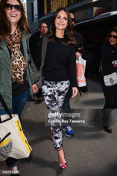 Actress Jordana Brewster enters the "Big Morning Buzz" taping at the VH1 Studios on April 8, 2013 in New York City.