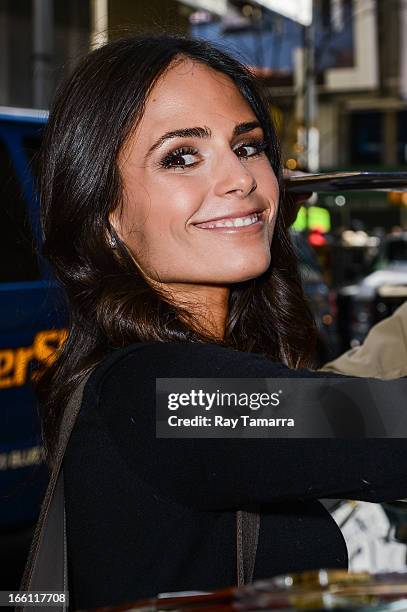 Actress Jordana Brewster enters the "Big Morning Buzz" taping at the VH1 Studios on April 8, 2013 in New York City.