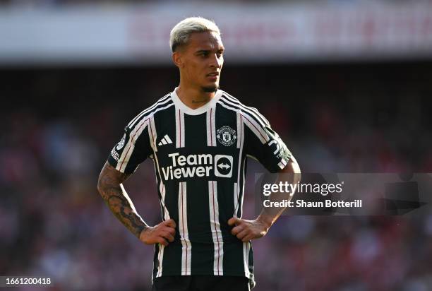 Antony of Manchester United during the Premier League match between Arsenal FC and Manchester United at Emirates Stadium on September 03, 2023 in...