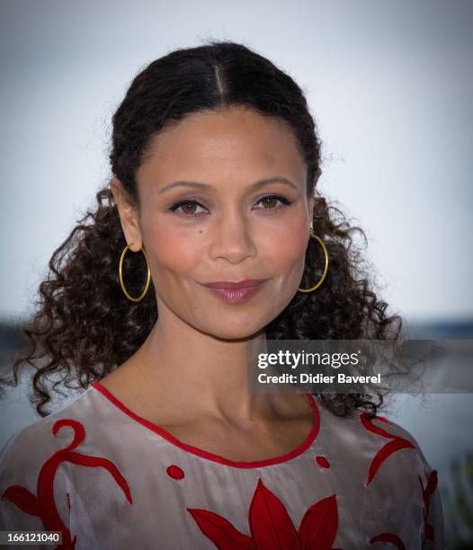 British actress Thandie Newton poses during a photocall for the TV series 'Rogue' at MIP TV 2013 on April 8, 2013 in Cannes, France.