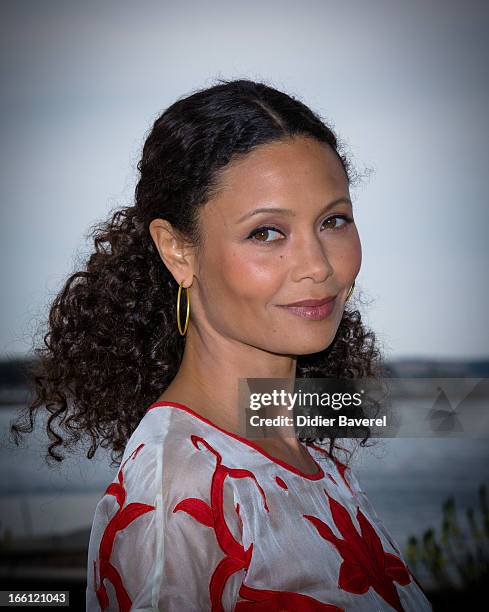 British actress Thandie Newton poses during a photocall for the TV series 'Rogue' at MIP TV 2013 on April 8, 2013 in Cannes, France.