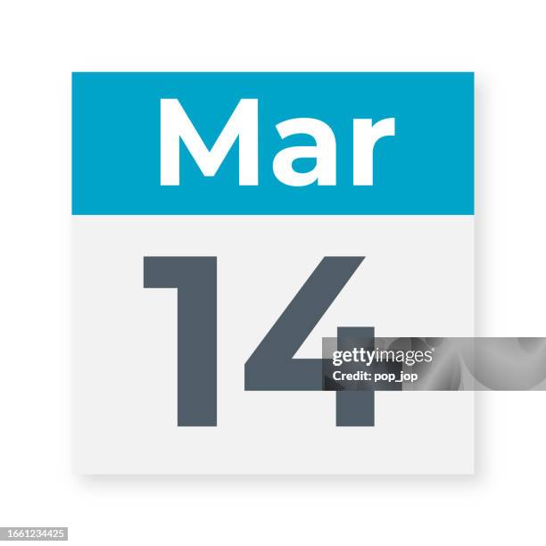 march 14 - calendar leaf. vector illustration - post it notes wall stock illustrations