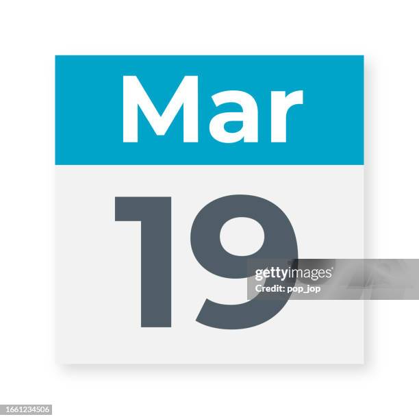march 19 - calendar leaf. vector illustration - post it note wall stock illustrations